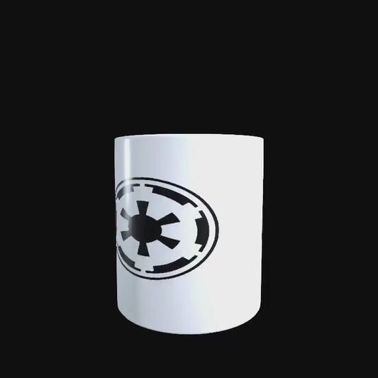 Galactic Empire logo on a white ceramic mug