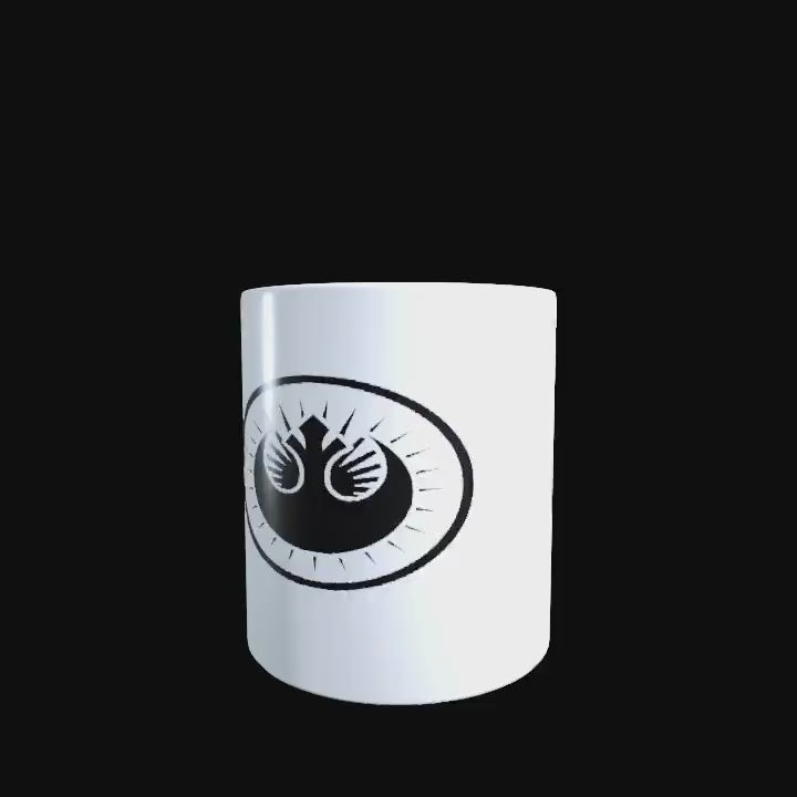 New Jedi Order logo on a white ceramic mug